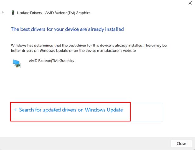 డిస్ప్లే డ్రైవర్ని నవీకరించండి